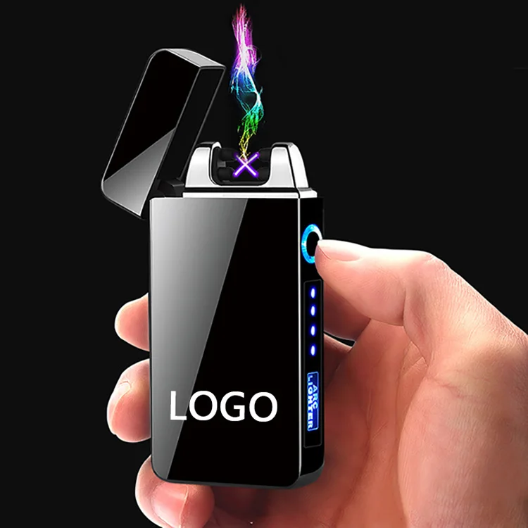 High Quality Dual Arc Electric USB Lighter Rechargeable Plasma Windproof Flameless Lighter logo Custom Lighter