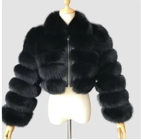 Short Cropped Winter Faux Fur Coat Jacket Women Faux Fox Fur Coat Hooded Women Fake Fur Coat For Lady