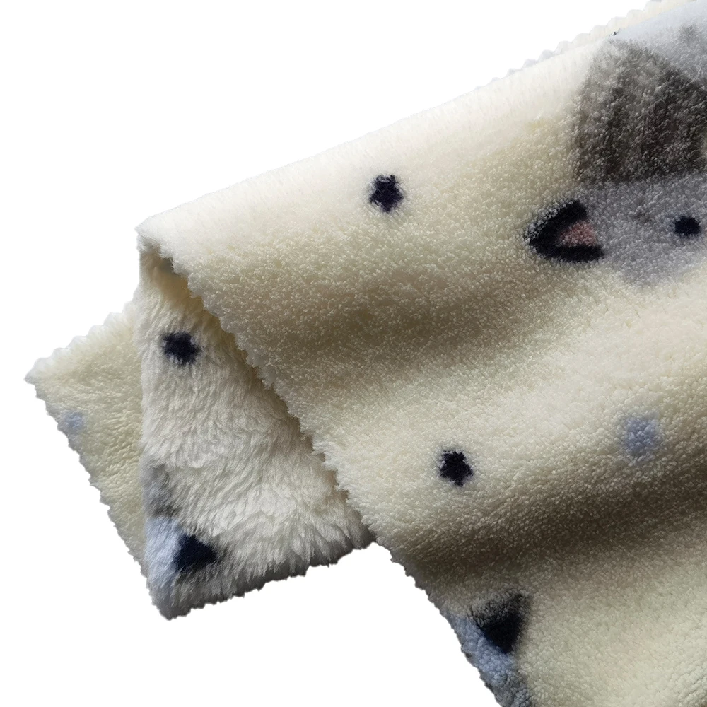 Polyester double-sided coral fleece animal printing fabric clothing blanket toy flannel