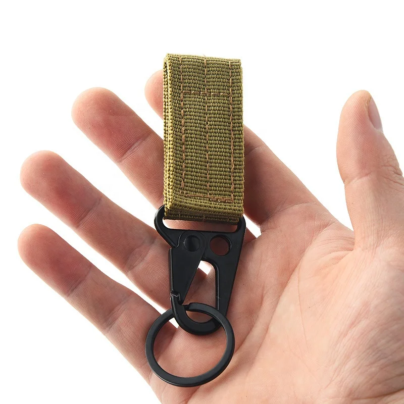 High Quality Molle Key Ring Holder Gears Nylon Strap Loop Carabiner Tactical Key Chain