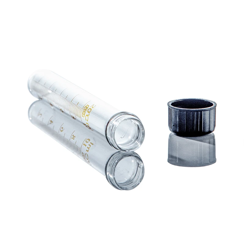 Laboratory 5 10 15 20 25 30 50 100ml Glass Graduated round flat bottom test Tube With thread screw Cap lid