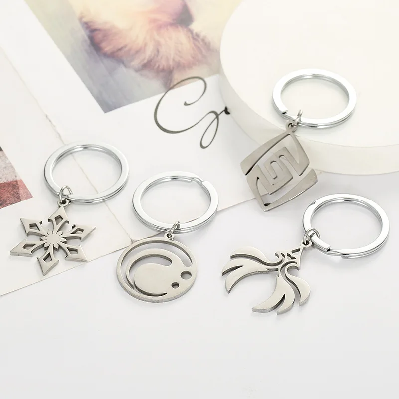Xinxing Creative Fashion Stainless Steel Pendant Keychain Game Genshin Impact Anime Keychain for Anime Lovers Youth Men Women