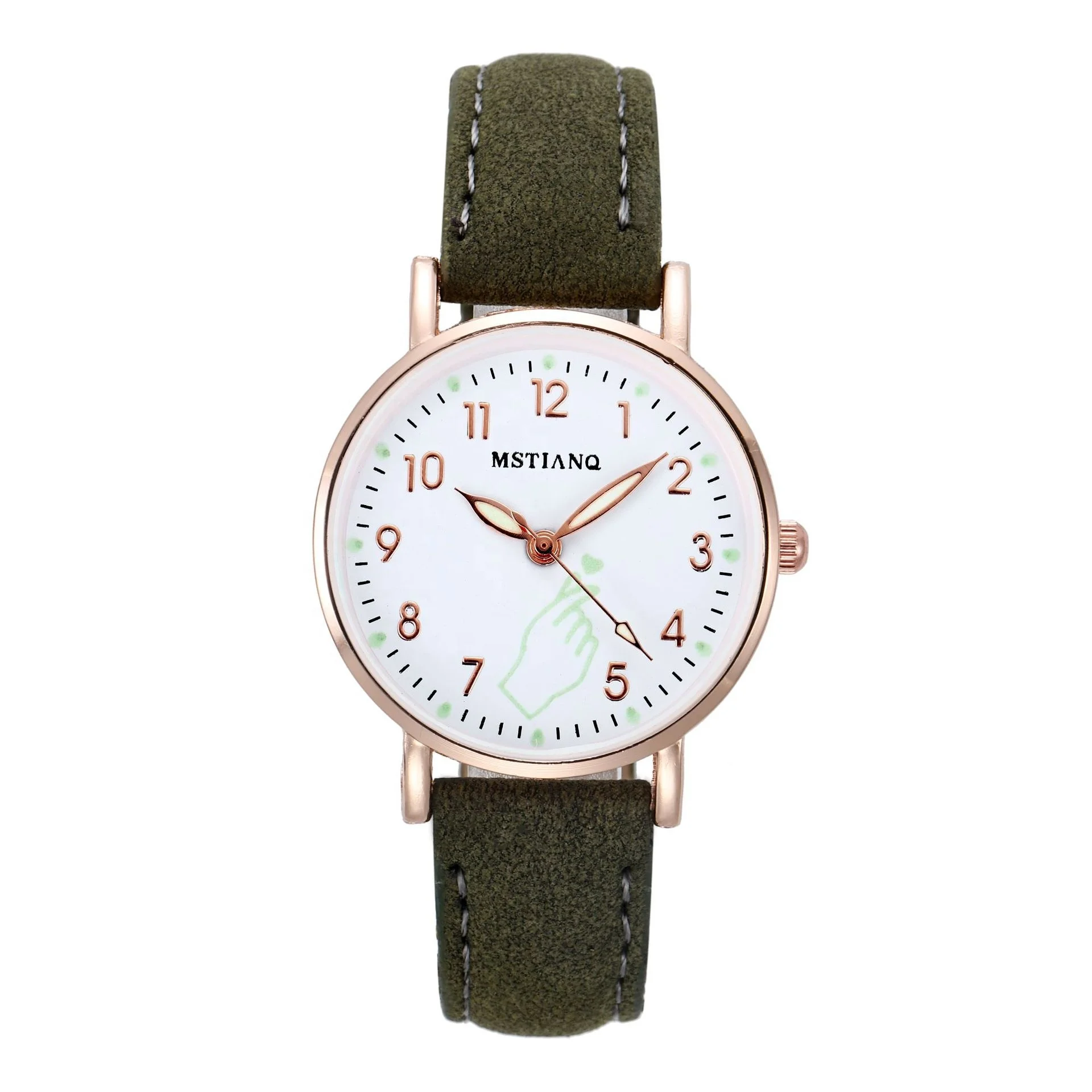 China Cheap young ladies girls Leather wrist watches stylish wristwatch  love Luminous Pointer Quartz watch
