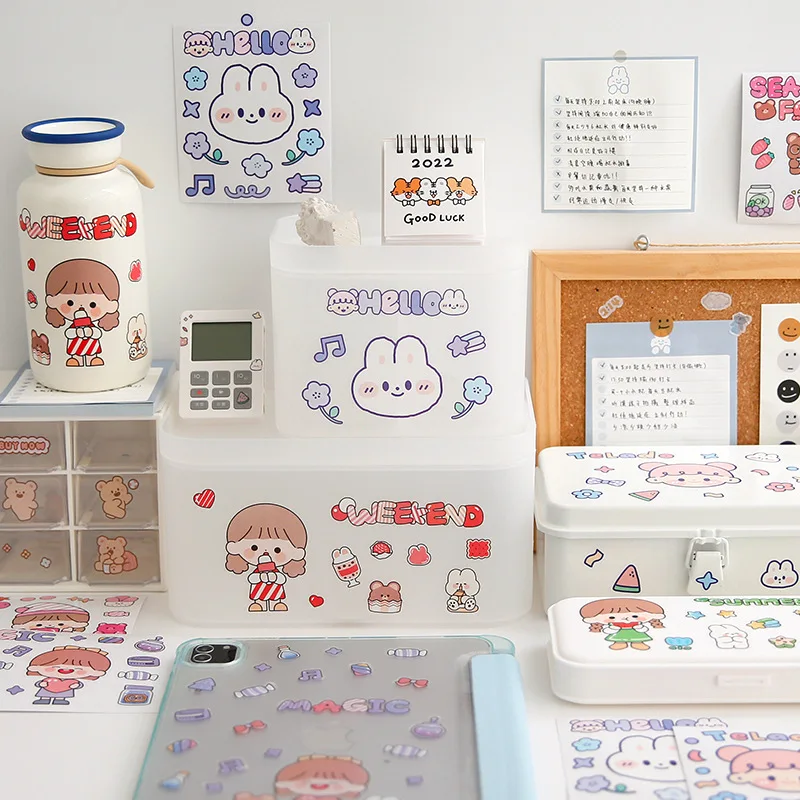 Hot sale Children DIY stickers waterproof PET stickers cute cartoon notebook decorative stickers sets retails customized