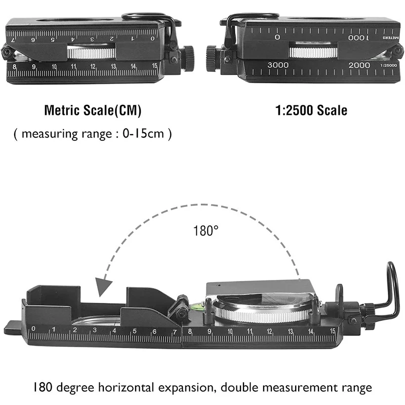 Hiking Backpacking Survival Resistant Waterproof Inclinometer Compasses