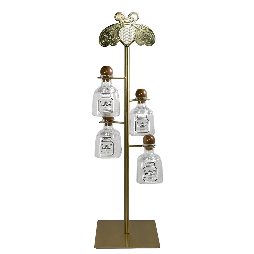 custom best display wine clear Tequila Bottle metal Stand for Corralejo Herradura Cabo Wabo