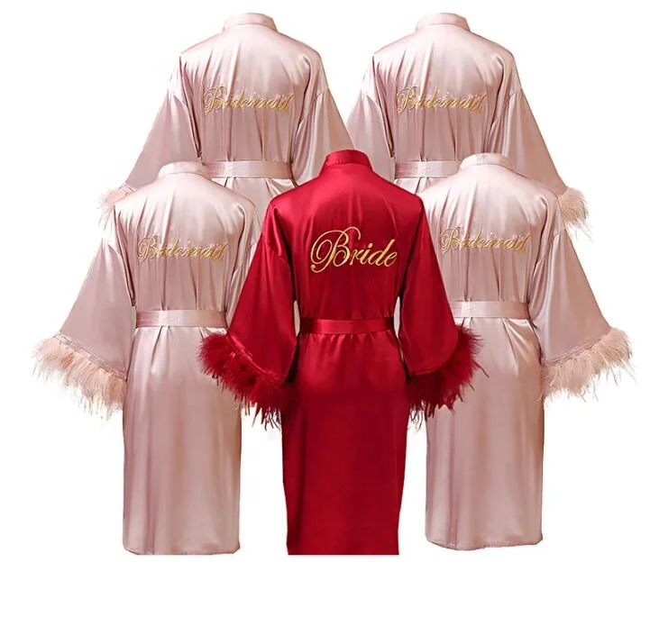 Soft Silk Satin Kimono Robes For Bride and Bridesmaid Morning Gown