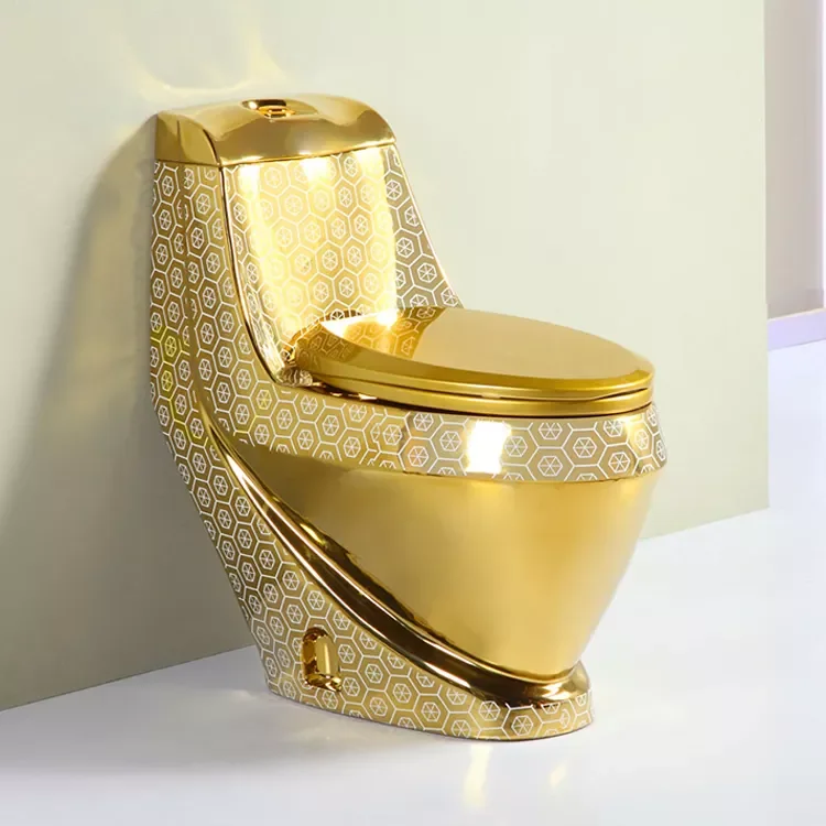 Wholesale Golden Color Plated Sanitary Wares Wc Strap 250mm One Piece Ceramic Gold Color Toilet