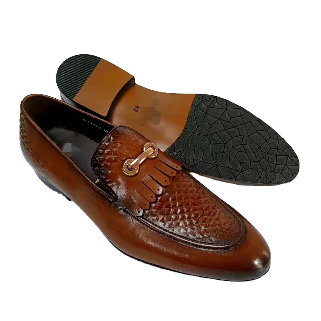 
Luxury Brown Men Genuine Leather Shoes Male Formal Business corporate no lace Shoes new design increasing stylish shoes for men 