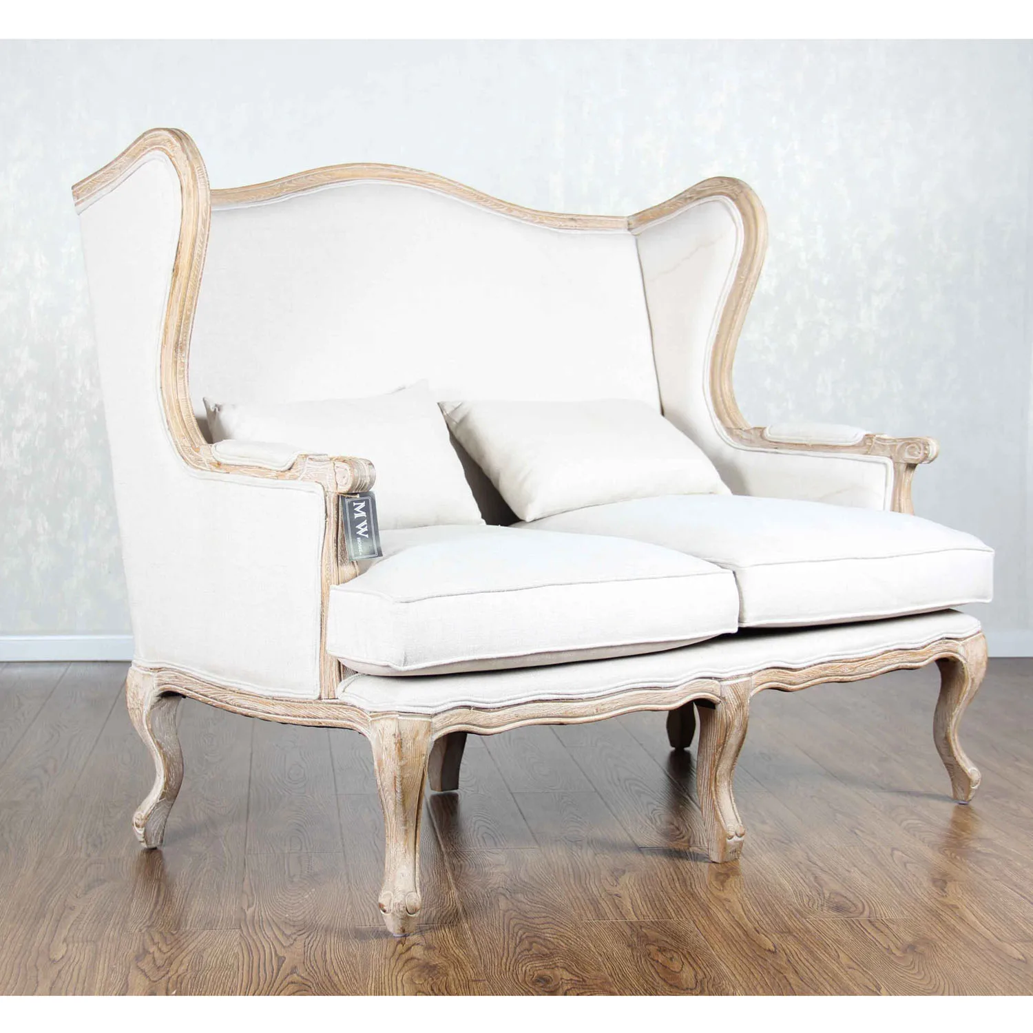 MRS WOODS Oak wood frame classic french style sofa for event antique fabric sofa