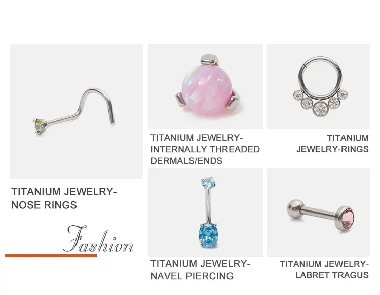 G23 Titanium Prong Set Heart Zircon Navel Piercing Ring Belly Button Rings