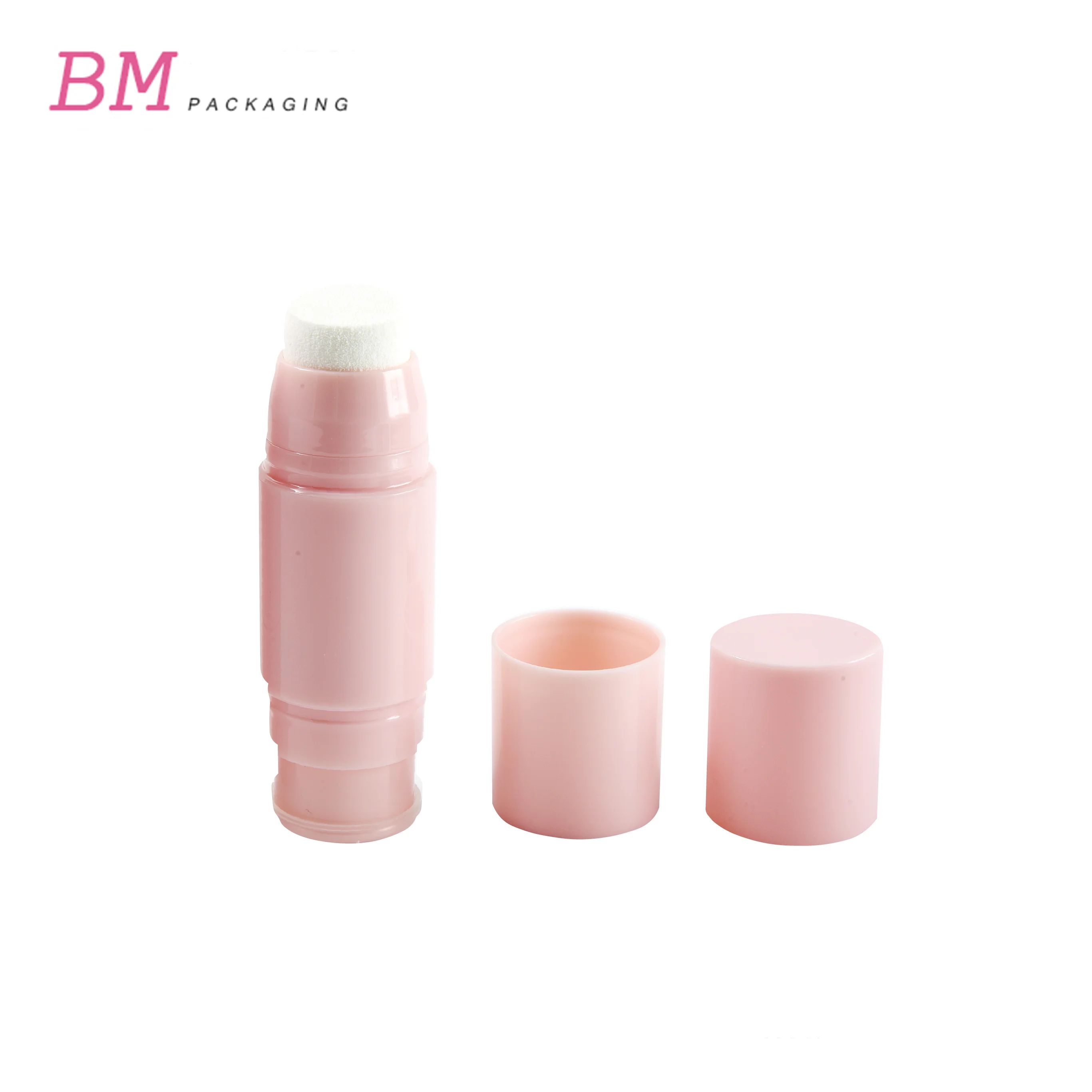 2 sided pink blush stick tube cosmetic packaging two sied blush stick container with brush or sponge