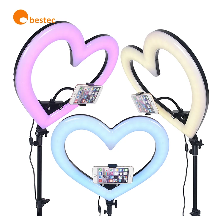 Obestec 18 inch LED Selfie Ring Light 65W 5500K Studio Photography Photo Fill Ring Light Heart Shape Makeup ring light