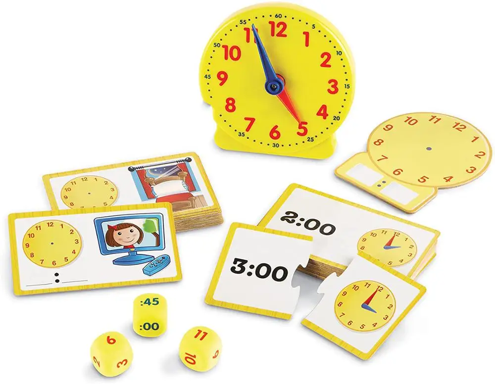 Time Activity Set, Early Educational Kit, Homeschool, Analog Clock, Tactile Learning, 41 Pieces, Ages 5+