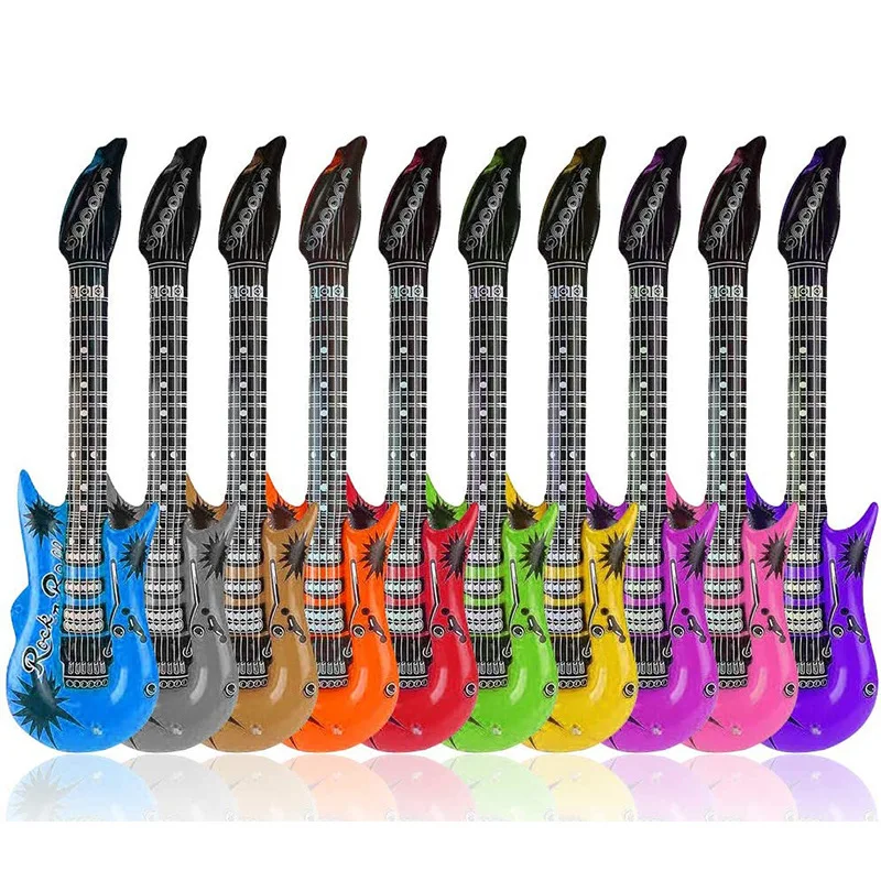 Customized Party Props Pvc Inflatable Kids Large Blow Up Rock Instrument Toy Guitar