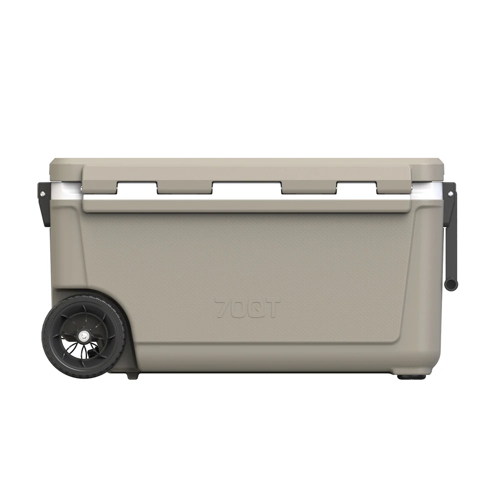 Kuer 70QT outdoor camping blow mold custom plastic ice chest cooler box with wheels