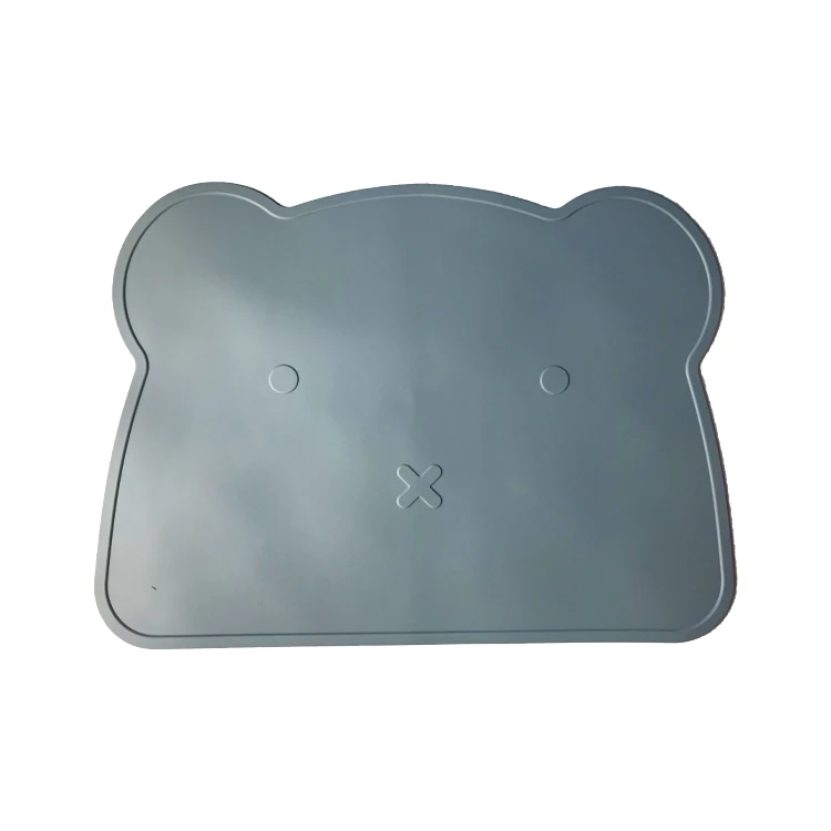 Hot Selling Customized Bear Shape Food Grade Silicone Baby Placemat Bpa Free Heat Insulation