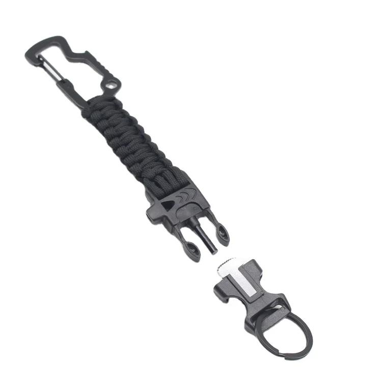 Camping Hiking Bag Accessories Braided Lanyard Utility Ring Hook Paracord Keychain with Carabiner and Key Ring