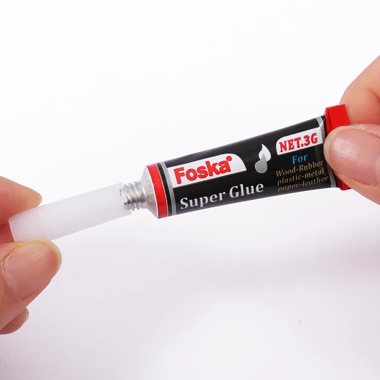 Foska Anti Clog Cap All Purpose Fast Invisible Repairs 3 Gram Cyanoacrylate Glue for Hard Plastics DIY Craft Metal