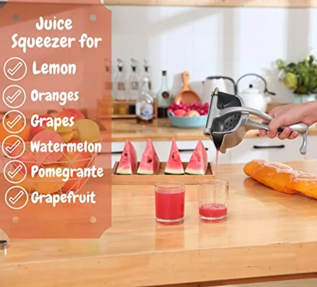 Juice Squeezer Manual Juicer - Handheld Aluminium Alloy Juice Extractor with Food Tong Filter Bags And Fruit Peeler-Great Citrus