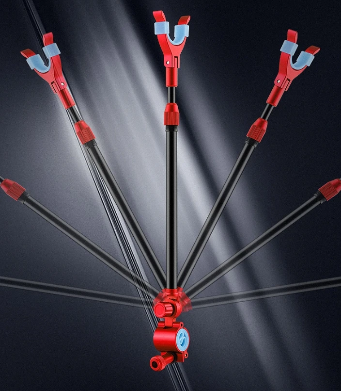 Aluminum Alloy Fishing Rod Bracket Fishing Rod Support Frame Telescopic Brackets Fishing Rod Holder Extend Stretched Pole Stand