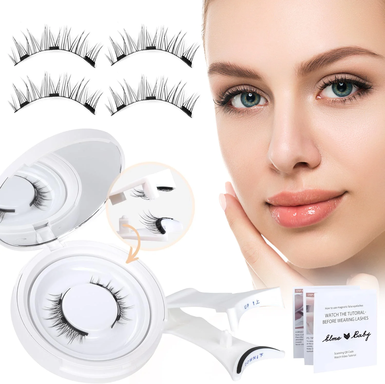 No glue no eyeliner private label vegan false lashes Wholesale Quantum Invisible eyelashes magnet natural magnetic eyelashes
