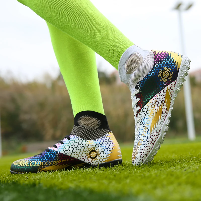 
2021 High Ankle Indoor Soccer Futsal Football Shoes For Men 