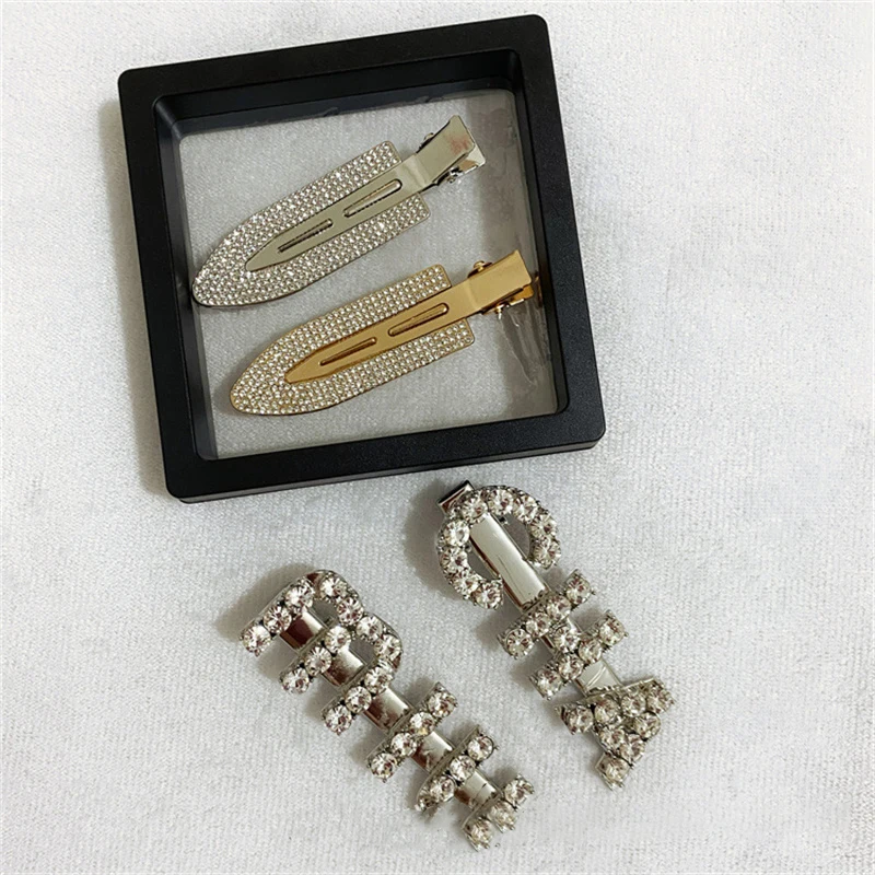 Wholesale Duckbill Clip Makeup Fashion Simple Metal Seamless Bobby Pins Girls Diamond Silver Hairpins for Women