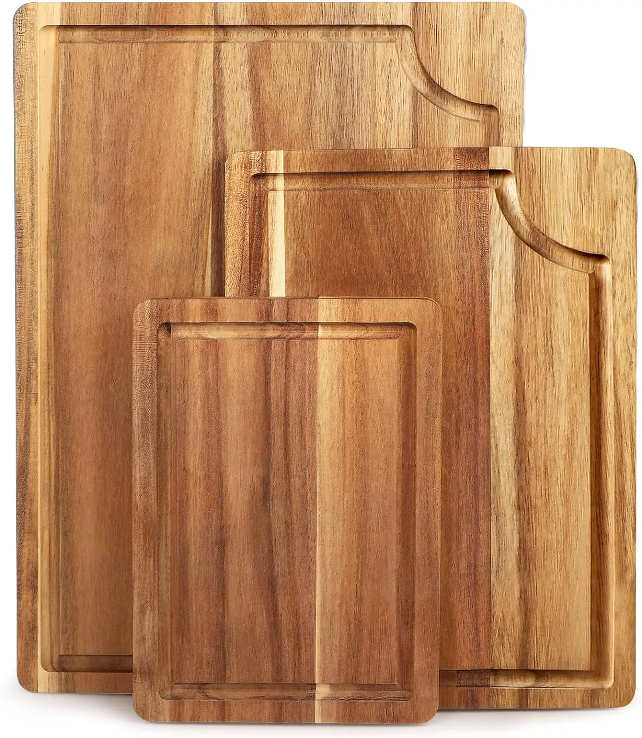 Acacia Wood Cutting Board Set with Juice Groove (3 Pieces)  for kitchen, Butcher Block Cutting Board for Meat, Vegetable