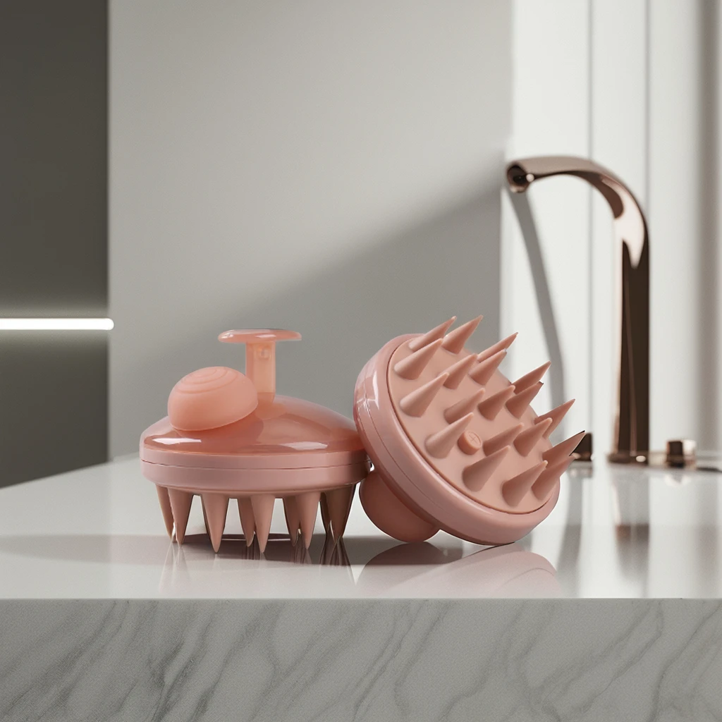 Lohas Soft Silicone Bath Shampoo Dispenser Scalp Brush Hair Scalp Massager with Foam Dispenser