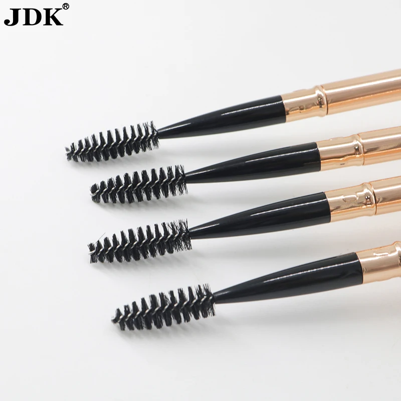 Travel Rose Gold Color Metal Handle Mascara Brushes Eyelash Wand Keychain Spoolie Eyelash Extension Brush With Lid Cover