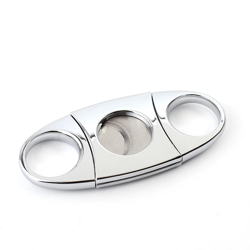 Manufacturer Ready To Ship Silver Round Stainless Steel Metal Handle Double Edge Cigar Knife