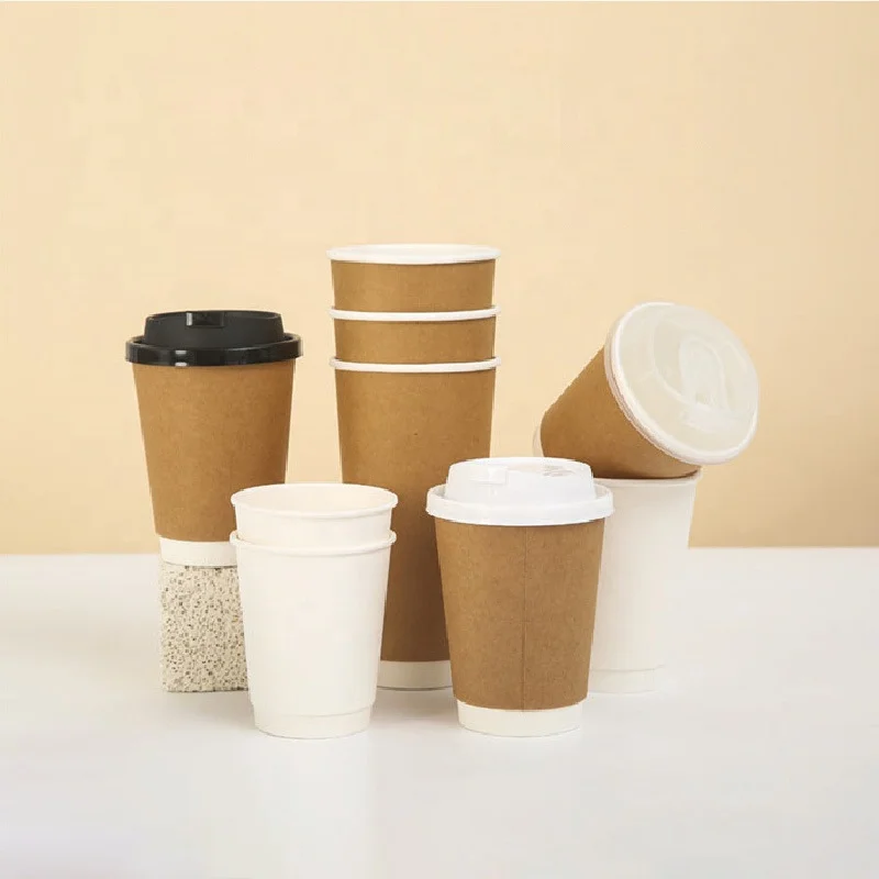 Custom Print 500ml 700ml Paper Cup With Cover Straw Doggy Bag Cup Holder Hot Drink Coffee Boba Bubble Milk Tea Cup Disposable