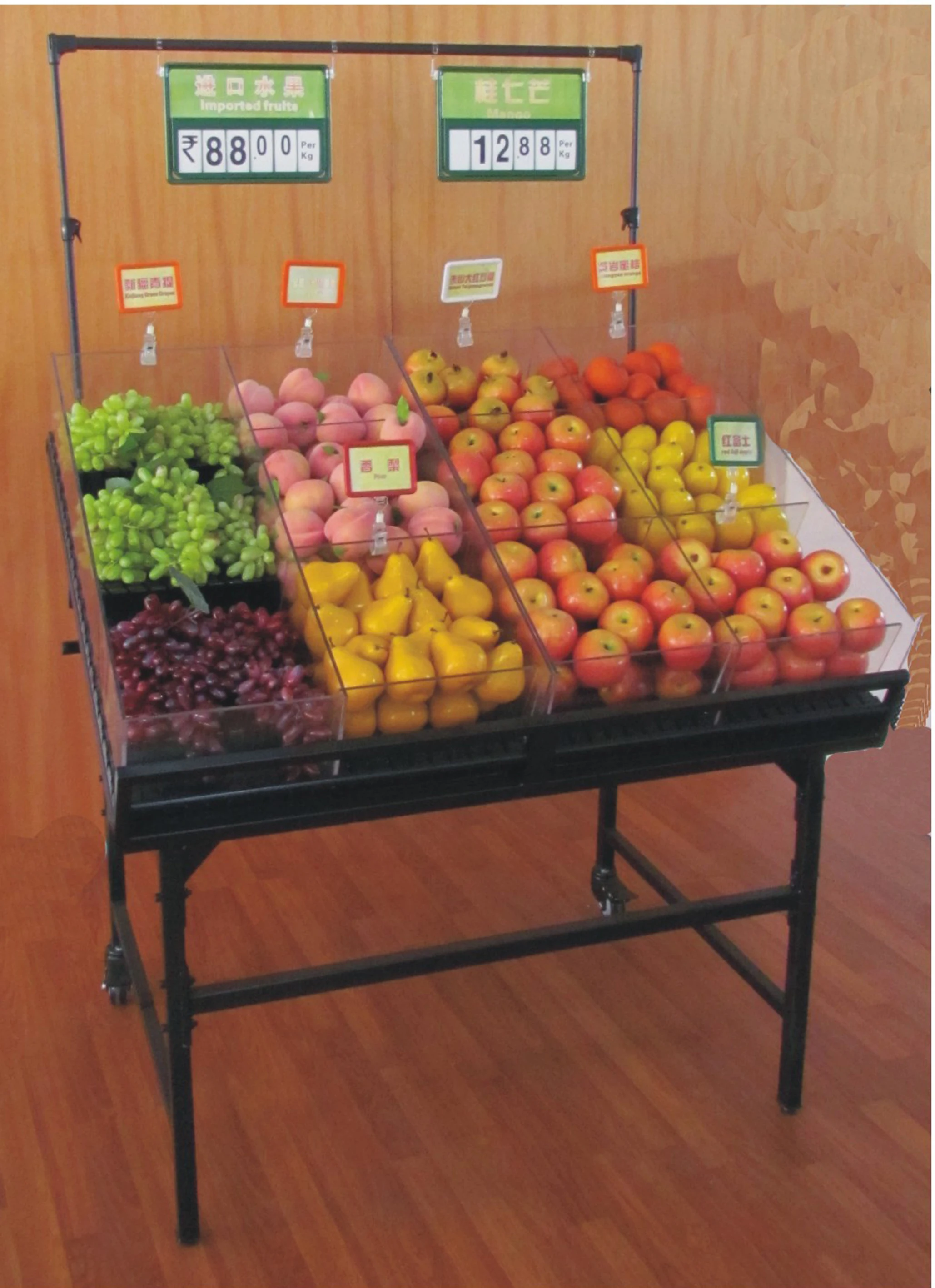 Supermarket Plastic Metal Steel Wooden Fruit and Vegetable Display Stand Rack Shelf Counter