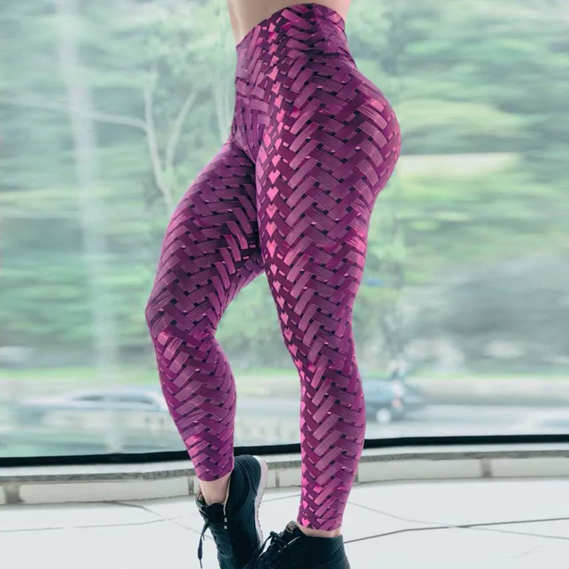  Wholesale Running Tights Fitness Leggings Tummy Control Stretchy High Waisted Woven Digital Print Yoga Pants For