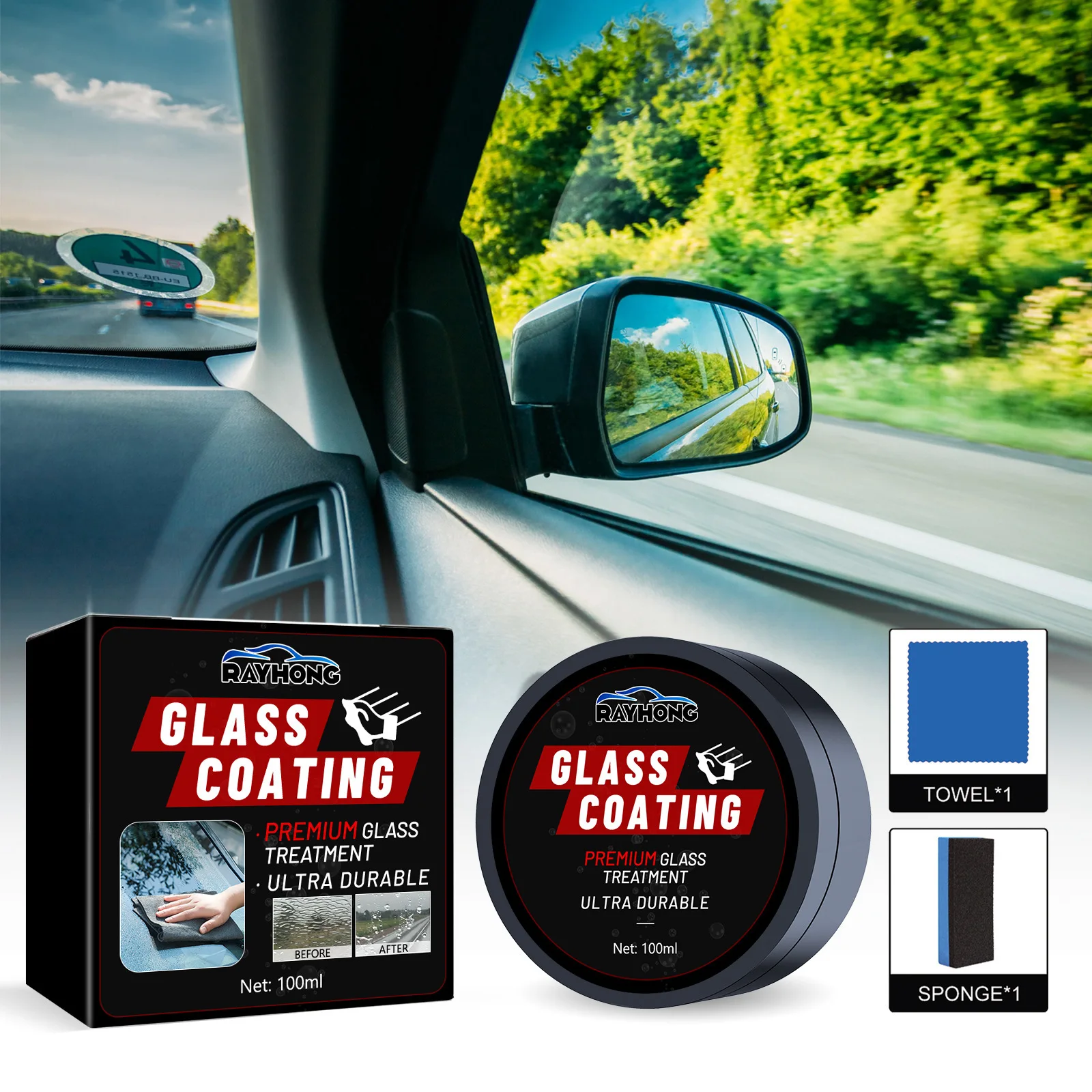 100ml Glass Coating Car Windshield Crystalline Coating Auto Window Crystal Nano Waterproof Dustproof Glass Coating