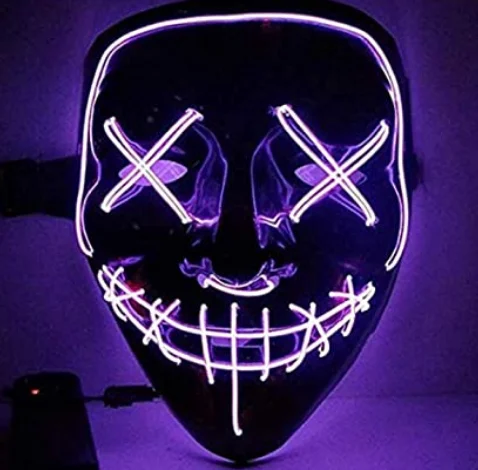 Hot sale Halloween masker led glowing black V shape with blood horror
