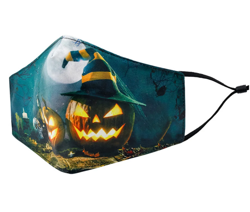 Hotsale Halloween 3D printed maskes washable adult dustproof cotton cloth face cover