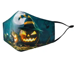 Hotsale Halloween 3D printed maskes washable adult dustproof cotton cloth face cover