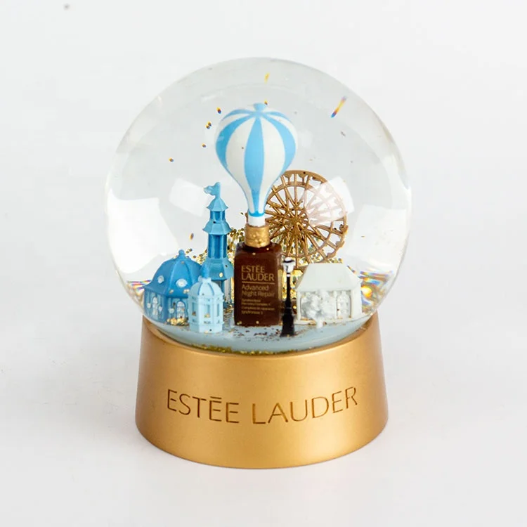 Luxury Brand essential oil bottle  brown bottle castle hot-air balloon ferris wheel 100mm  new year promotion gift snow globe