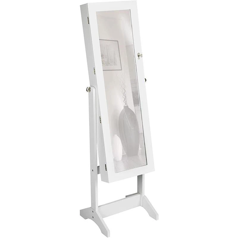  Fast Delivery From Stock Hot Sale Mirrored Standingr Household Furniture White Vertical Jewelry Cabinet