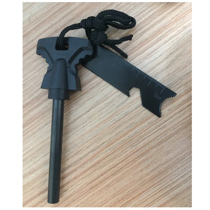 Supuer survival drilled flint steel fire striker, wilderness waterproof magnesium ferro rod 5inch