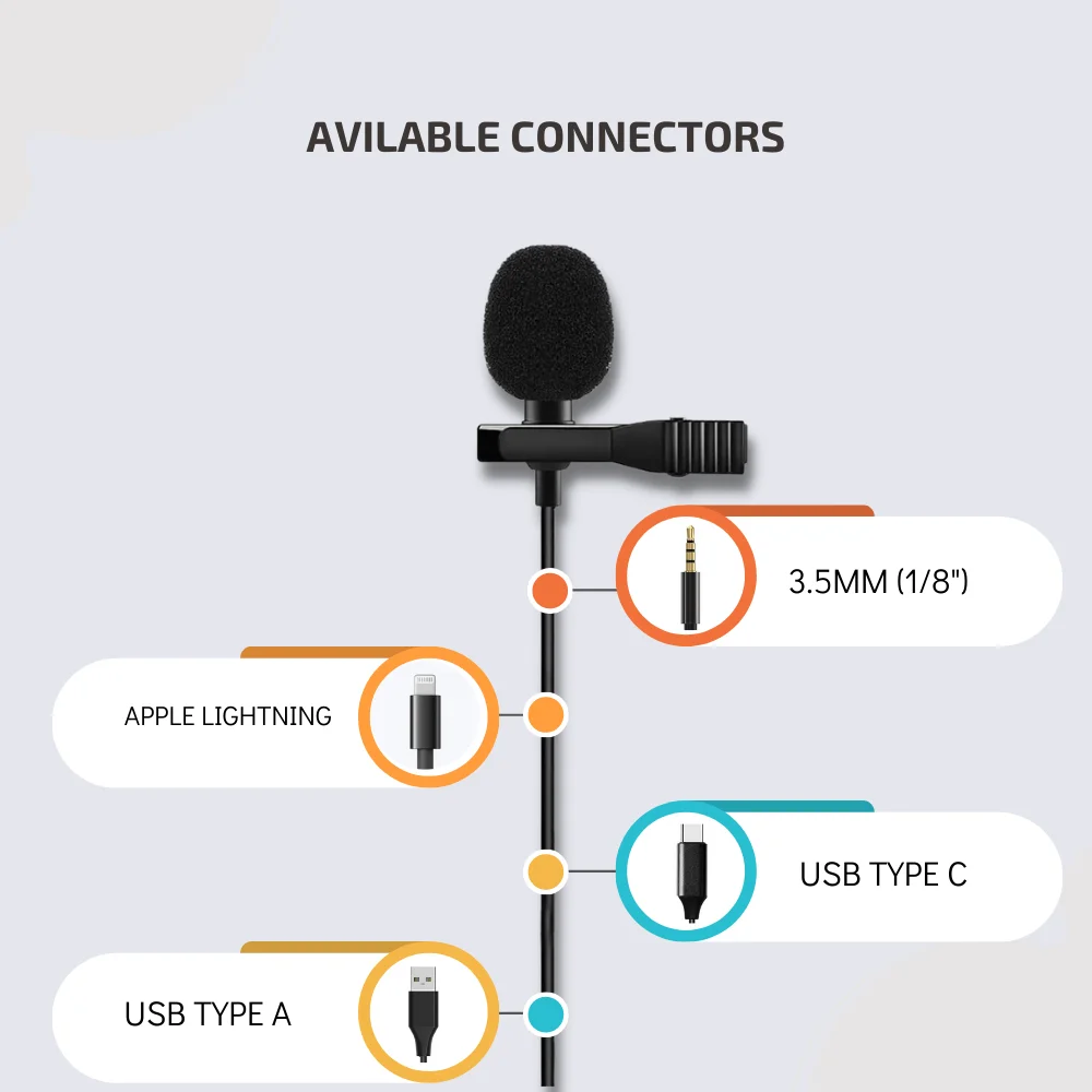 Panvotech Professional Omnidirectional Streaming Wired Camera Recording Lapel Mic Microphone For Phone
