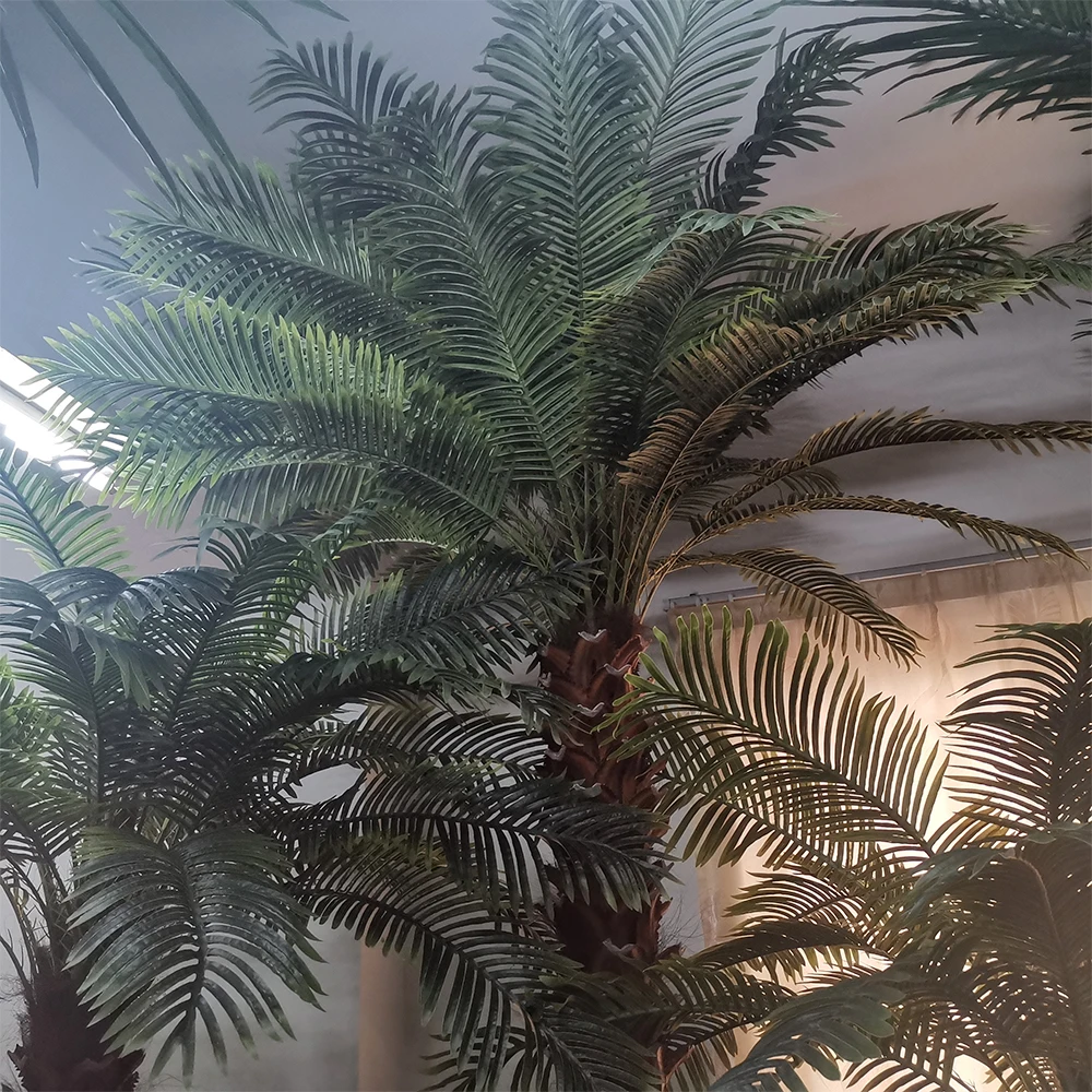 2-9m High Simulation Big Fake Leaves Decorative Plants Outdoor Artificial Palm Tree Garden Decoration