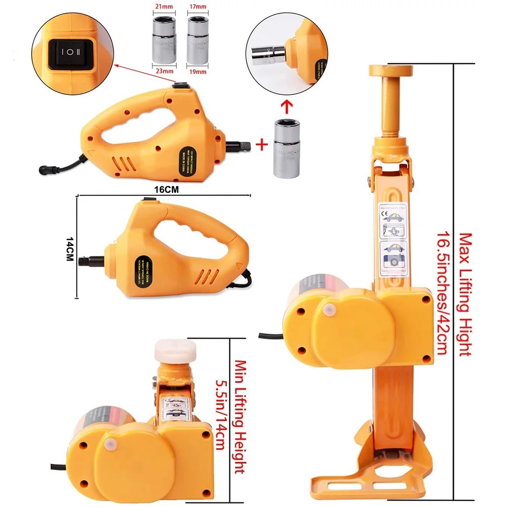 
Electric Car Floor Jack Set 2/ 3 /5Ton All-in-one Automatic 12v Scissor Lift Jack with Impact Wrench for Tire Change Replacement 