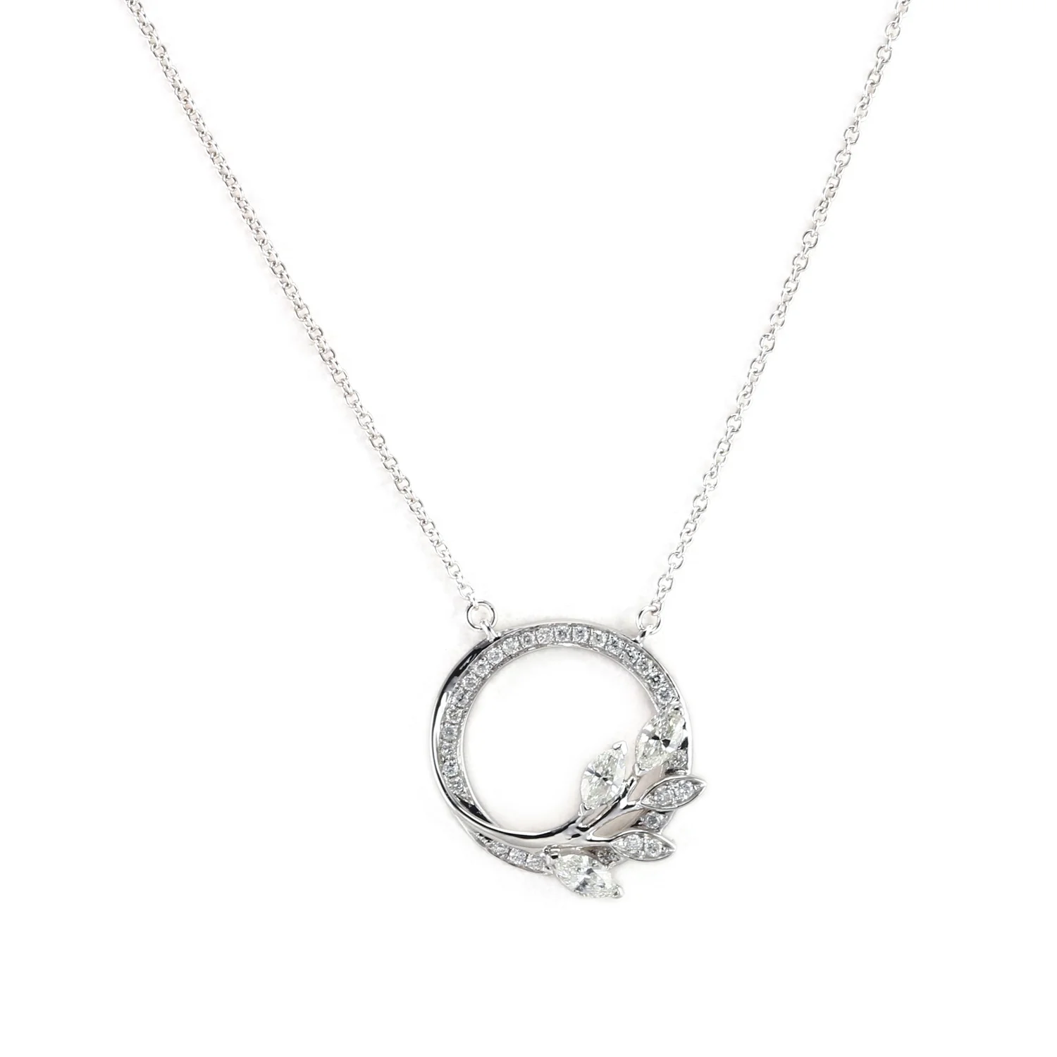 Korea branches and leaves design jewelry natural diamond with white gold 18k