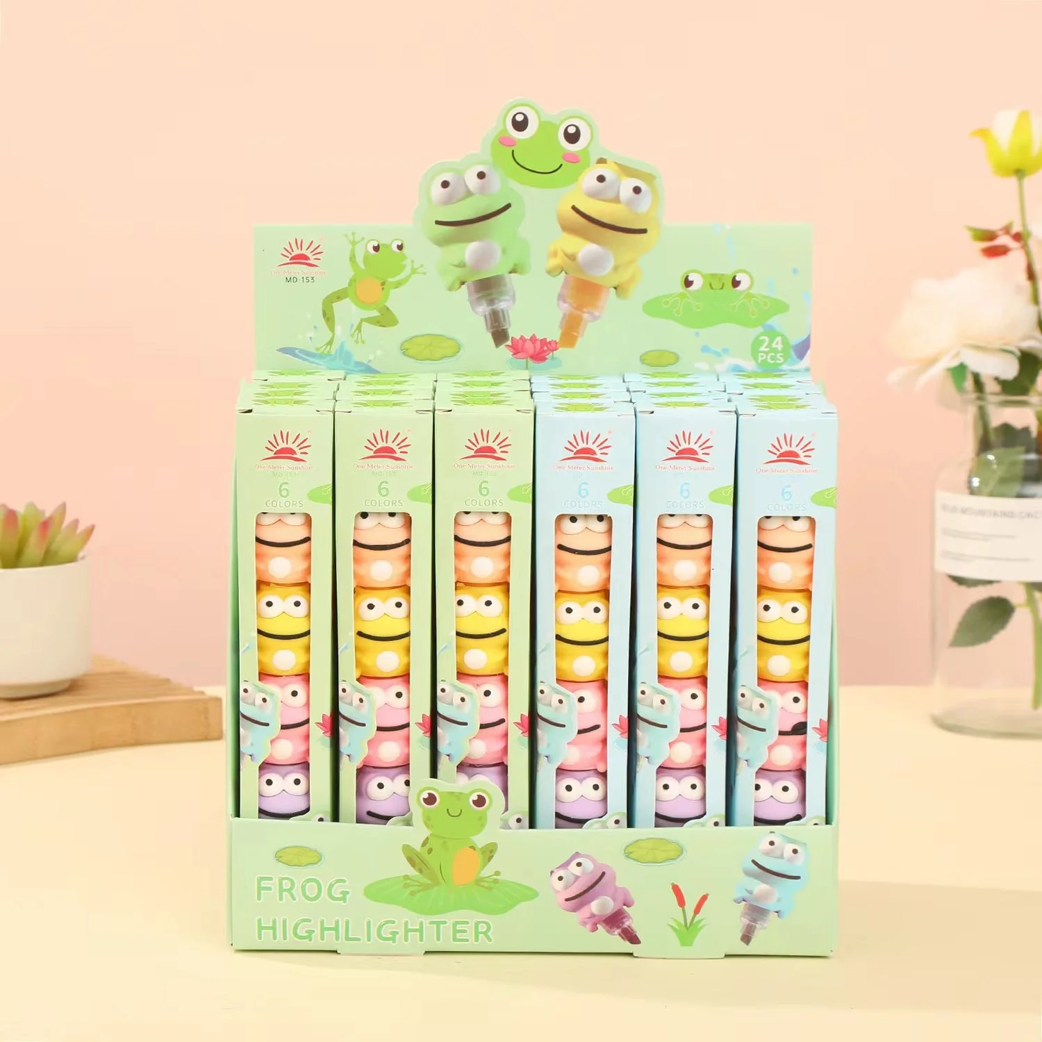 High Quality stacking highlighter mini frog stackable Cute highlighter 6 in 1 highlighter