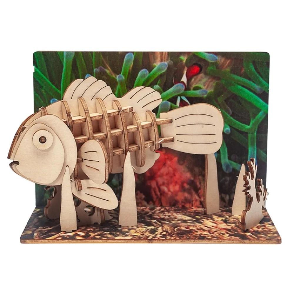 Laser cut and UV print customized postcard puzzle 3d wood