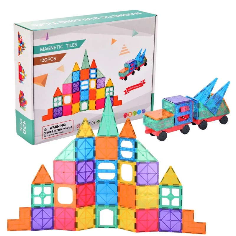 High Quality Factory Children Magnetic Tiles 3D Clear Blocks Construction Educational Magnet Building Block Tiles Toys For Kids