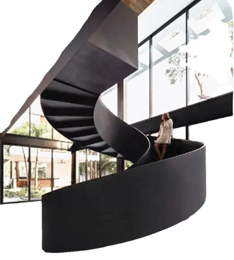 Luxury Villa Indoor Stone Curved Stairs Interior Stone Grand Staircase/circular granite/  marble stairs